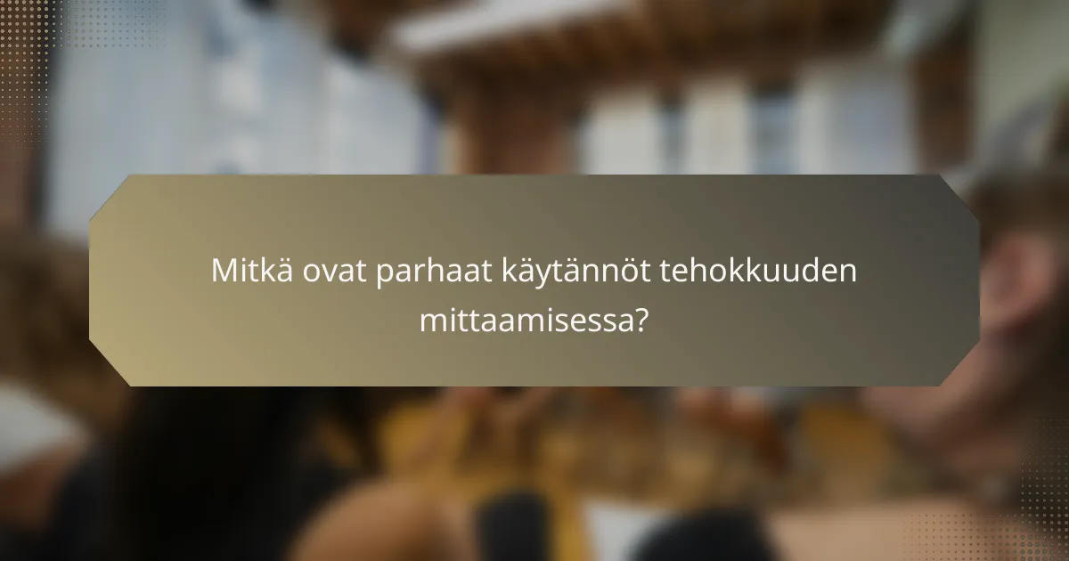 Mitkä ovat parhaat käytännöt tehokkuuden mittaamisessa?